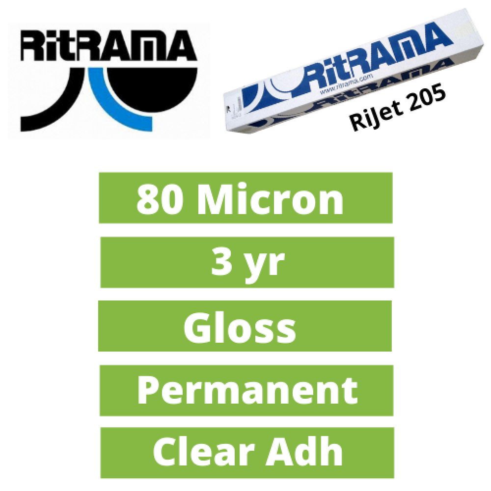 Ritrama Ri-Jet M80 Clear 3yr 80mic Monomeric Gloss Vinyl (03642) (Ri-Jet 205)