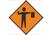 Flagman Ahead Sign 600mm x 600mm